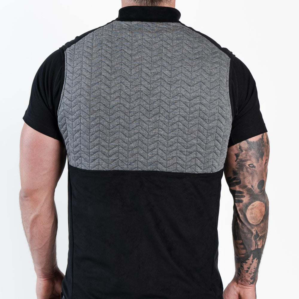 Full back view of Aion Boardroom Recovery Vest in Chevron Gray