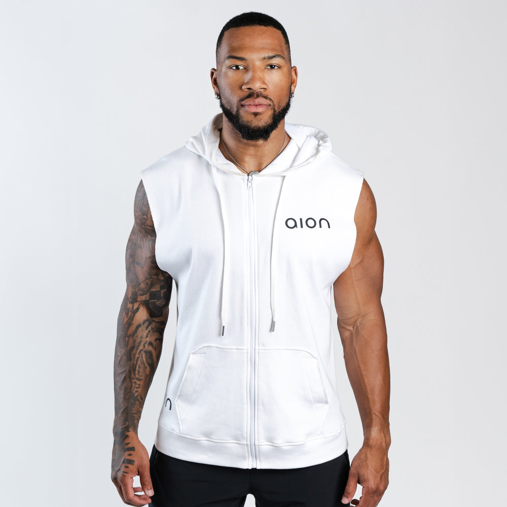 Man standing in Aion oversized zip up hoodie