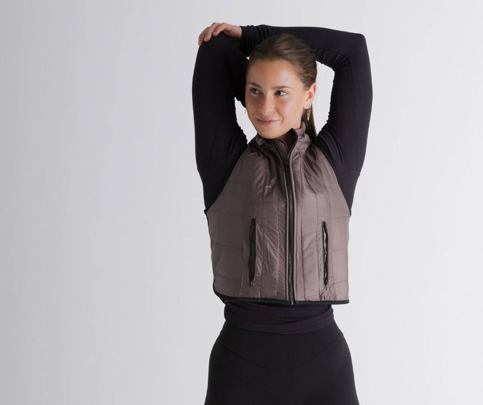 Woman in walking vest